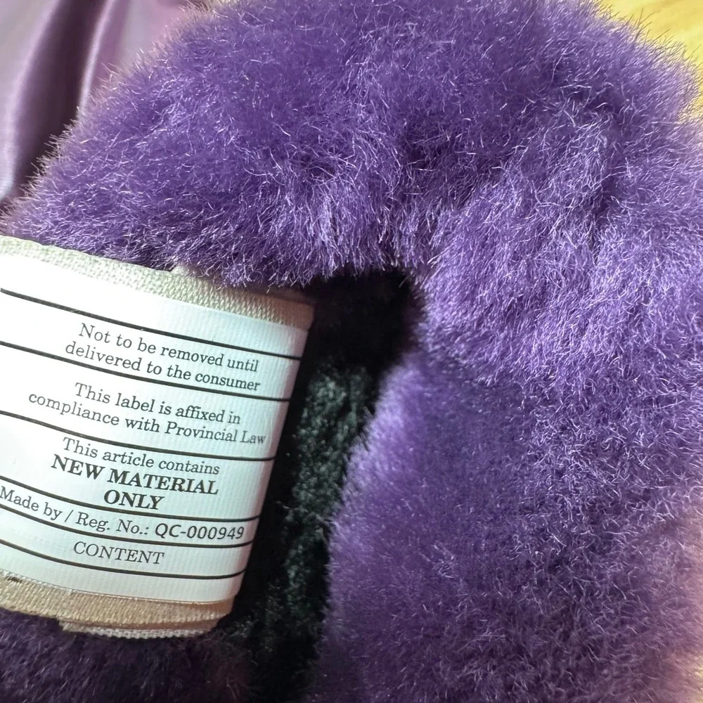 UGG Purple Leather Palm Shearling Trim Winter Gloves Womens S/M